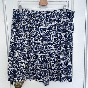 Vintage Just Class Pleated Skort Shorts 2X Navy White Rayon Skirt Style